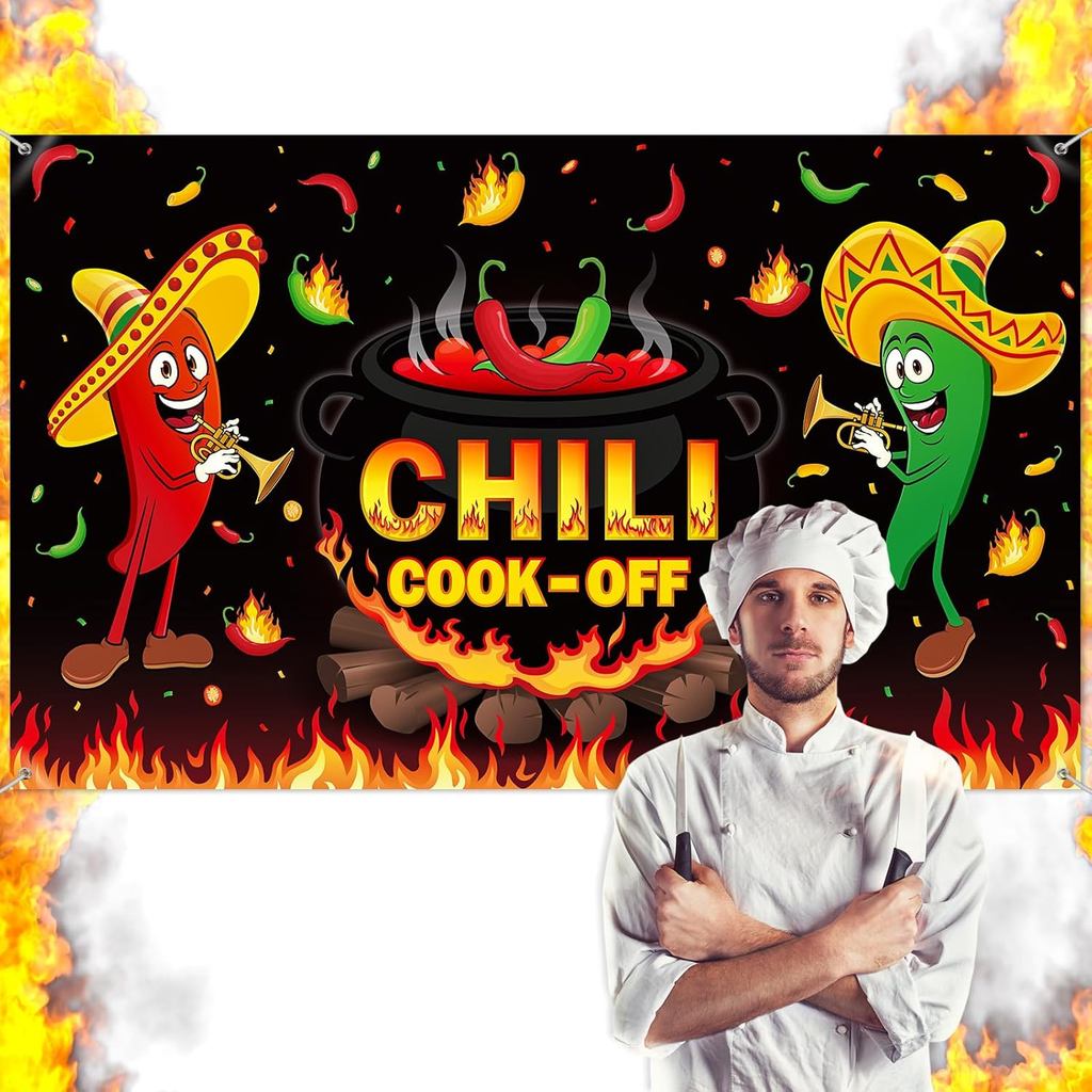 Panelee Chili Cook off ตกแต่ง 73 x 43 นิ้ว Chili Cook off แบนเนอร์ Photograph ฉากหลังพื้นหลังเม็กซิก