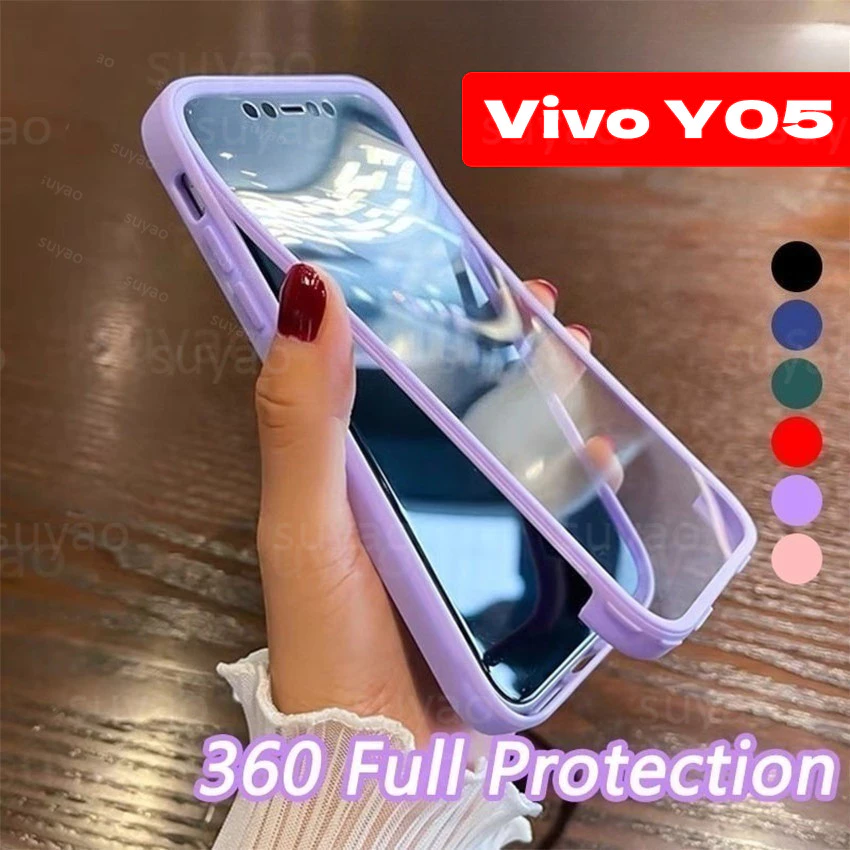 สําหรับVivo Y05 Y11D Y21 Y11 5Gเคสโทรศัพท์Full Body 2 In 1 Double Sided ProtectorปลอกVivoY05 VivoY11D Y04 Y29S Y31D Y21D Y31 360 ด้านหน้า + ด้านหลังกันกระแทกนุ่มปกหลัง
