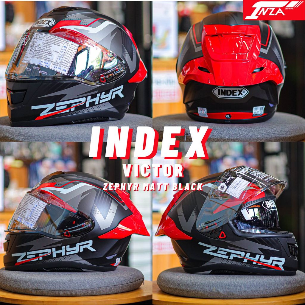 INDEX รุ่น VICTOR หมวกกันน็อคเต็มใบ ทรงสปอร์ต น้ำหนักเบา รุ่นใหม่ล่าสุดปี 2026