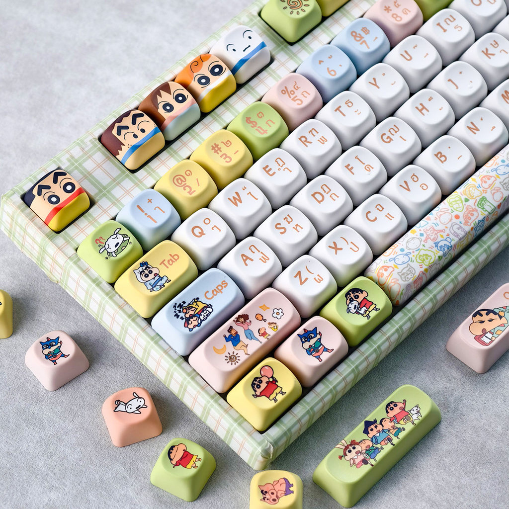 【คีย์แคปไทย】MAIMOOO Instant Noodle Keycap MOA Profile 120 คีย์ PBT Dye Sublimation Aula F75 F99 RK100 การ์ตูนสีบล็อกข้อความเหมือนกับน่ารักที่มีสีสัน Grafffi Thai Keycaps