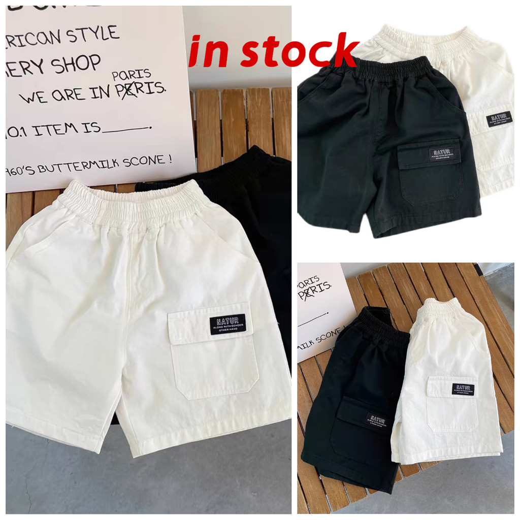 [Grojoy] กางเกงขาสั้นลายทางเกาหลีสำหรับเด็กชาย สะดวกสบายในฤดูร้อน GRL913