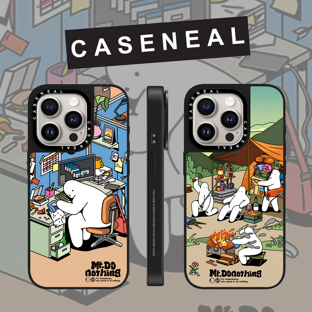 CASENEAL Graffiti การ์ตูนสร้างสรรค์ภาพประกอบกระจกหน้าเคสโทรศัพท์สําหรับ iPhone 17 Pro Max 16 ProMax 15Pro 14 Plus 13 12 11 โทรศัพท์กันกระแทกขอบนุ่มฮาร์ดป้องกันกรณี