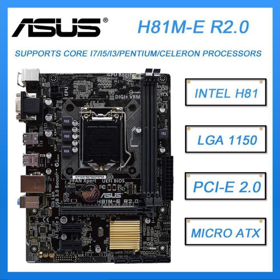 เหมาะสําหรับ ASUS/ASUS H81M-E R2.0 เมนบอร์ดคอมพิวเตอร์ H81 ชิปชุด 1150 พินหน่วยความจํา DDR3 MATX