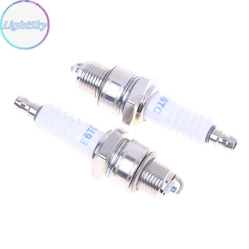 LightSky 1/3 ชิ้นยี่ห้อใหม่รถจักรยานยนต์ Spark Plug E6TC สําหรับสกู๊ตเตอร์ Moped Part เปลี่ยนอุปกรณ์