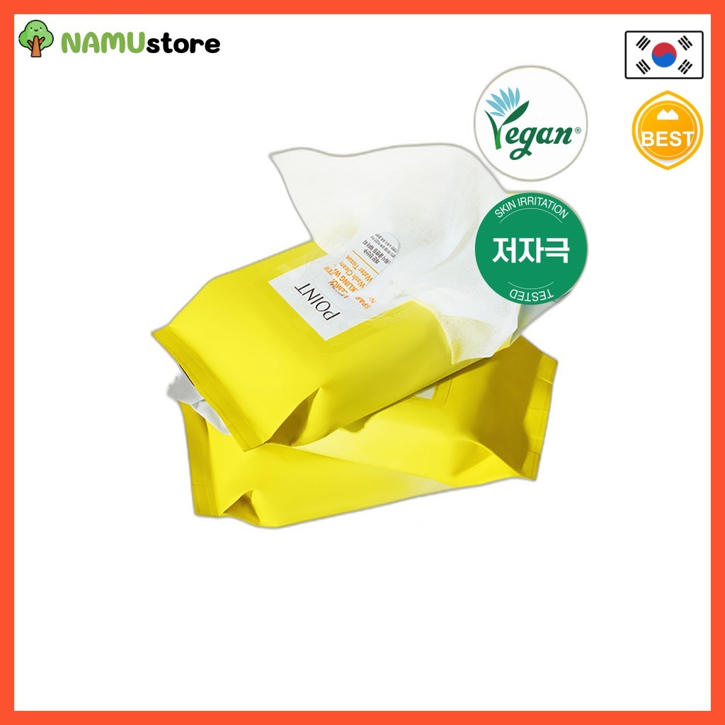 [daiso] Point Lemon Sparkling No-Rinse Cleansing Water Wipes, N/A, 30pcs / Korean Cleansing Wipes by