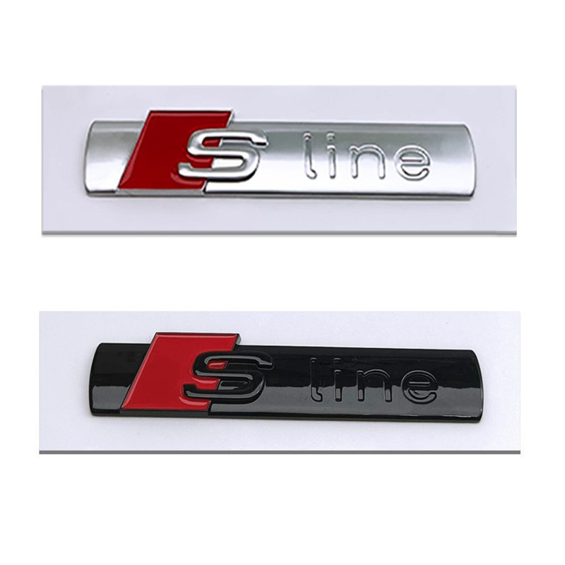 โลโก้รถ SLine เหมาะสําหรับ Audi ดัดแปลง sline ป้ายด้านข้างสติกเกอร์ Fender สติกเกอร์ตกแต่ง ABS ดัดแป