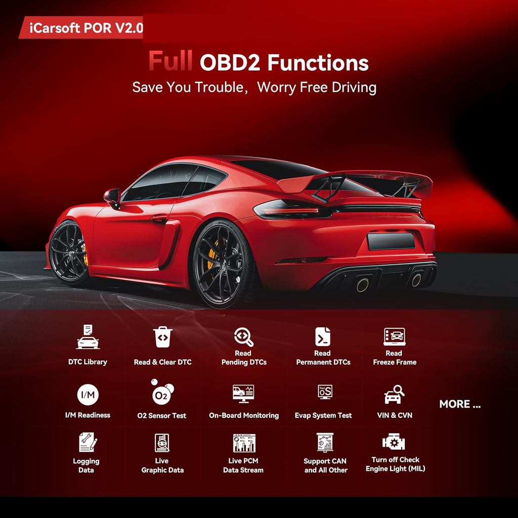 เครื่องมือวินิจฉัยเครื่องสแกนเนอร์ OBD2 สําหรับ Porsche/Caynne, iCarsoft POR V2.0 ทะเบียนแบตเตอรี่สํ