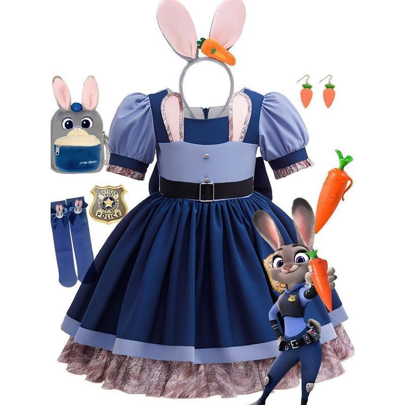 儿童新款疯狂动物城2朱迪兔子警官cos衣服儿童演出服可爱装扮3-23New Children's Zootopia 2 Judy Rabbit Police Officer Cosplay Cos C