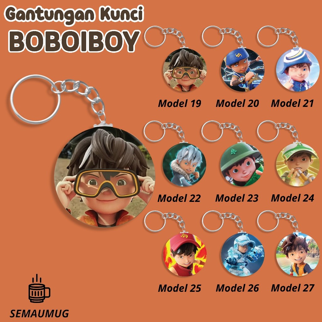 GANTUNGAN BOBOLIBOY KEYCHAIN SOPAN GENTAR SORI CUTE CARTOON ROUND KEYCHAIN GIFT CUSTOM PRINT SAMUG