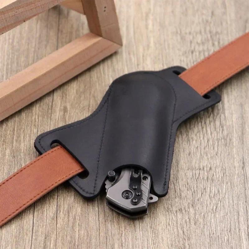 1pcs Leather Anti-scratch Storage Sheath Folding Flick Knife Waist Belt Clip Holder Pocket Knives Pa