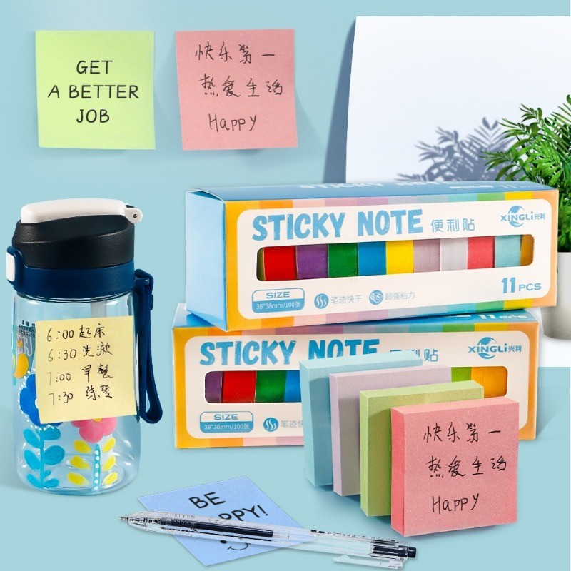 11 สีมินิสีดัชนีสติกเกอร์ฉีกได้กาวเครื่องหมายหน้าสติกเกอร์ฉลากความสะดวกสบายสําหรับนักเรียน 1100 ชิ้น