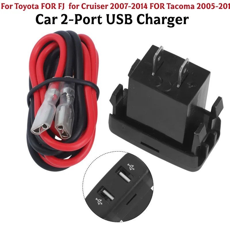 รถ Dual USB 2-พอร์ตชาร์จโทรศัพท์สําหรับ Toyota 4Runner/Prado 120 Series 2003-2009 FJ Cruiser 2007-20