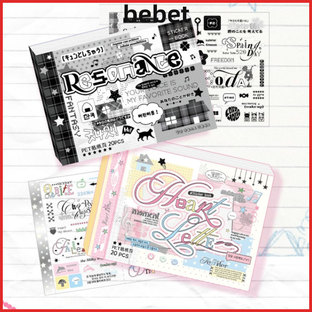สติ๊กเกอร์ตกแต่ง BEBET หนังสือสติ๊กเกอร์ Y2K โน้ตออกแบบน่ารักแบบถอดได้การ์ตูน