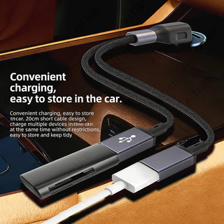 66W Super Fast สายชาร์จข้อศอก USB to Type C หญิงชาร์จสายไฟ OTG อะแดปเตอร์โทรศัพท์สายเคเบิลข้อมูลรถหูฟังหลายพอร์ตขยาย Dock