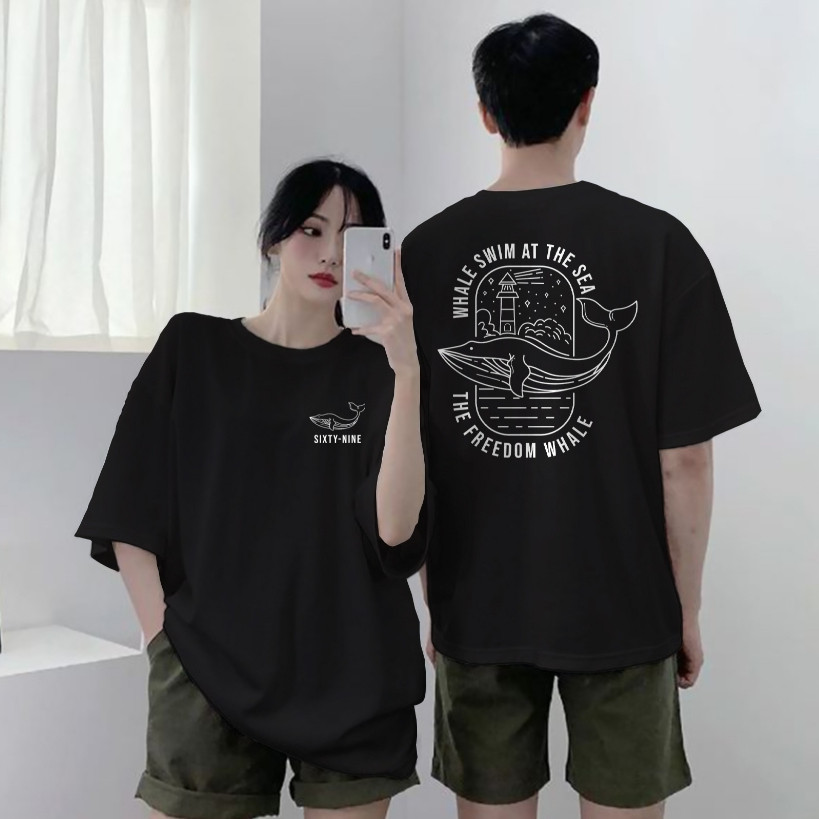 （จัดส่งตลอด 24 ชั่วโมง）เสื้อยืดผ้าคอตตอน M-4XL พิมพ์ลาย " WHALE " พร้อมส่ง เสื้อยืดผู้ชาย เสื้อยืดผู้หญิง เสื้อยืดคู่รัก