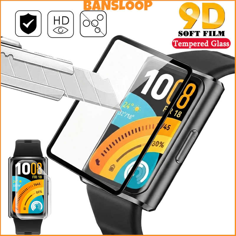 ฟิล์มแก้วนิรภัย 9D for Huawei Band 11/Pro 10 9 8 7 อุปกรณ์ป้องกันหน้าจออ่อน for Smartwatch Huawei Band 10 9 8 7 NFC