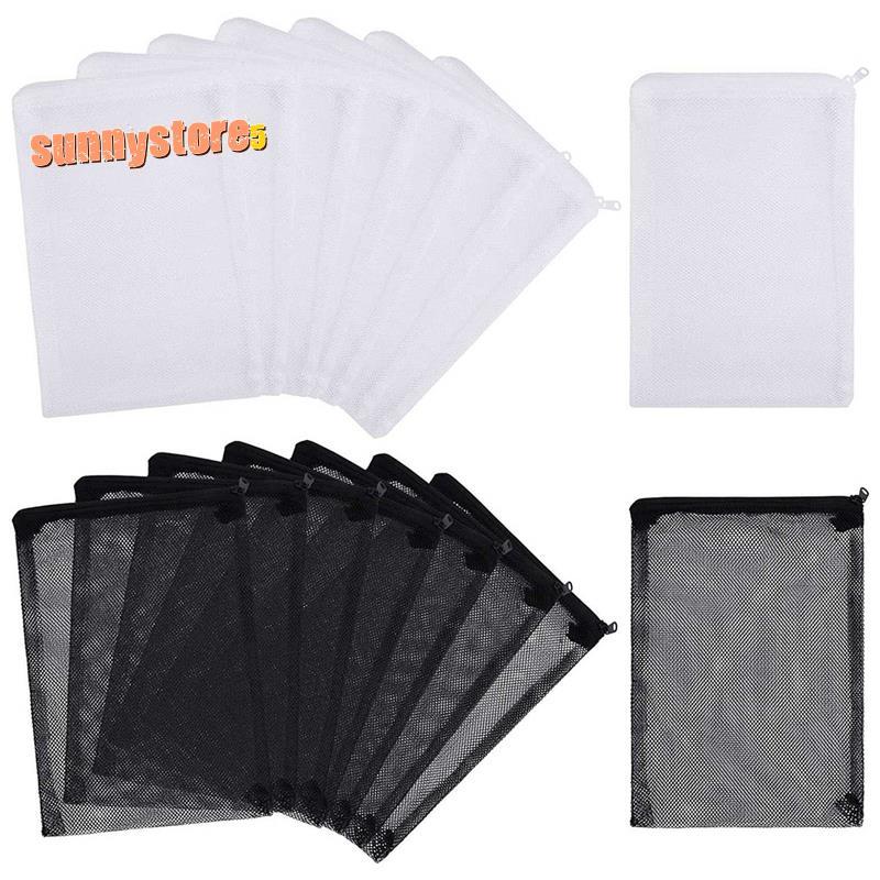 16 ชิ้น Aquarium Mesh Media Filter Bags, Nylon Media Filter Mesh Bags with Zipper (สําหรับ Particula
