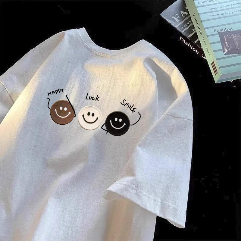 🧸เสื้อแฟชั่น เสื้อยืด oversize ผ้าฝ้าย100% แนวสตรีท ไม่ต้องรีดผ้า สวมใส่สบาย ผ้านิ่ม ลาย "LUCK"