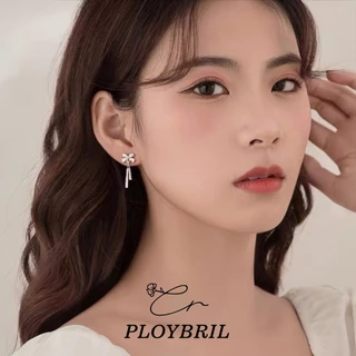 PLOYBRIL ต่างหูเงินแท้ Bow Tassel จี้เพชร Moissanite ต่างหูเพชร ต่างหูแฟชั่น ตุ้มหูเงิน วาเลนไทน์ E060