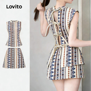 Lovito  เสื้อหรือกางเกงสไตล์โบฮีเมียน ทรงผูกเชือกด้านหลัง สํ…