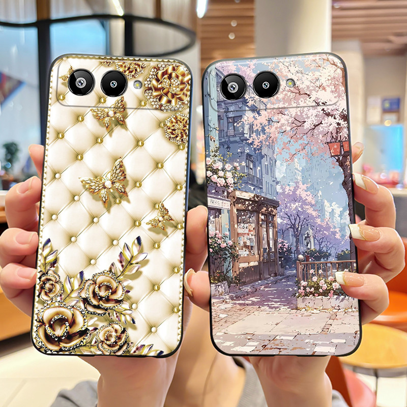 เคสโทรศัพท์สีดําป้องกันรอยขีดข่วนสําหรับ BLU G95 นุ่มสําหรับ BLU G95 สไตล์มังงะที่สวยงาม Cherry Blos
