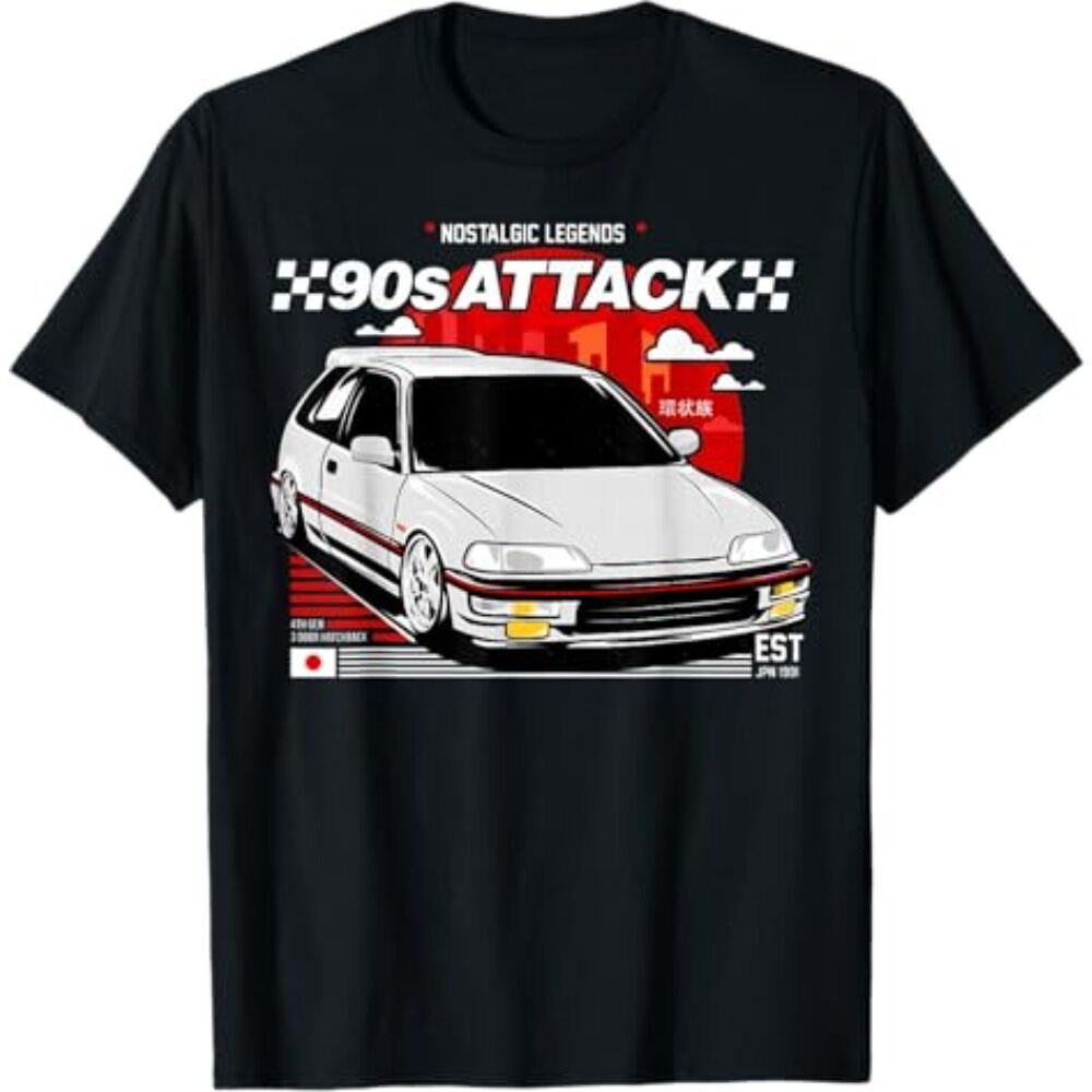 เสื้อยืด Ef Civic Ef9 เซอร์รถ Tee ฤดูร้อนขี่รถออกถนนแขนสั้นรถจักรยานยนต์แข่งด้านบน