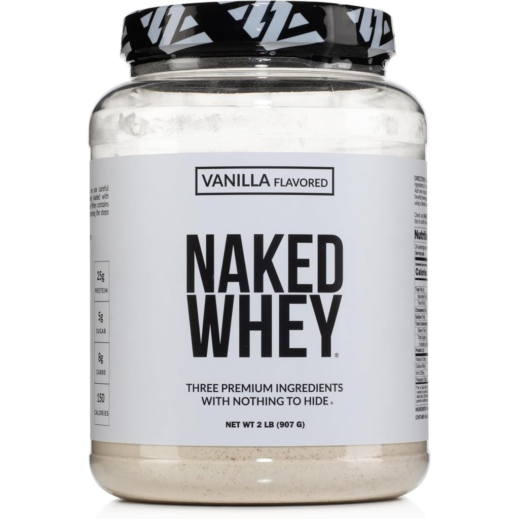 NAKED Whey Vanilla Protein Powder - เพียง 3 ส่วนผสม - Grass Fed Whey Protein Powder รสวานิลลา และน้ํ