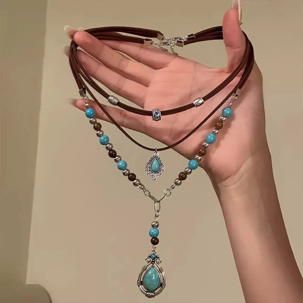 สร้อยคอ Bohemian Retro ลายพื้นถิ่น โทนทัวเรียส ออกแบบเฉพาะเจาะจง หลายชั้น เพิ่มความเก๋ให้อุปกรณ์แต่งกาย
