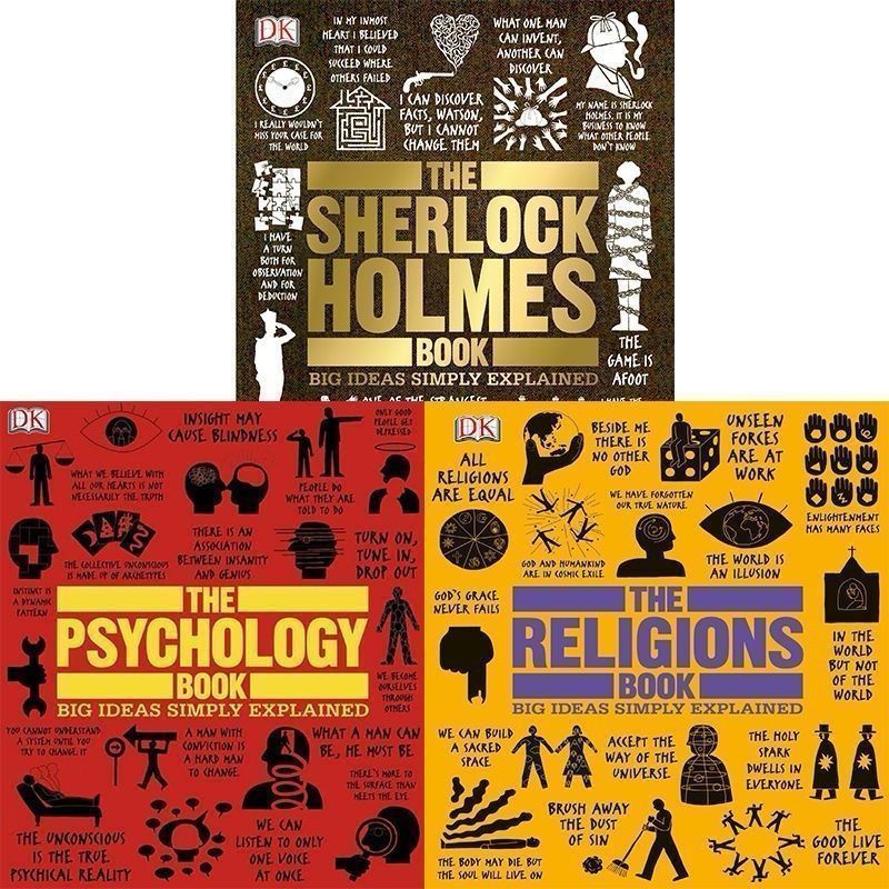 หนังสือกระดาษ 352 全彩 A4 DK-Big Ideas Simply Exsolided Sherlock/Psychology/ศาสนา
