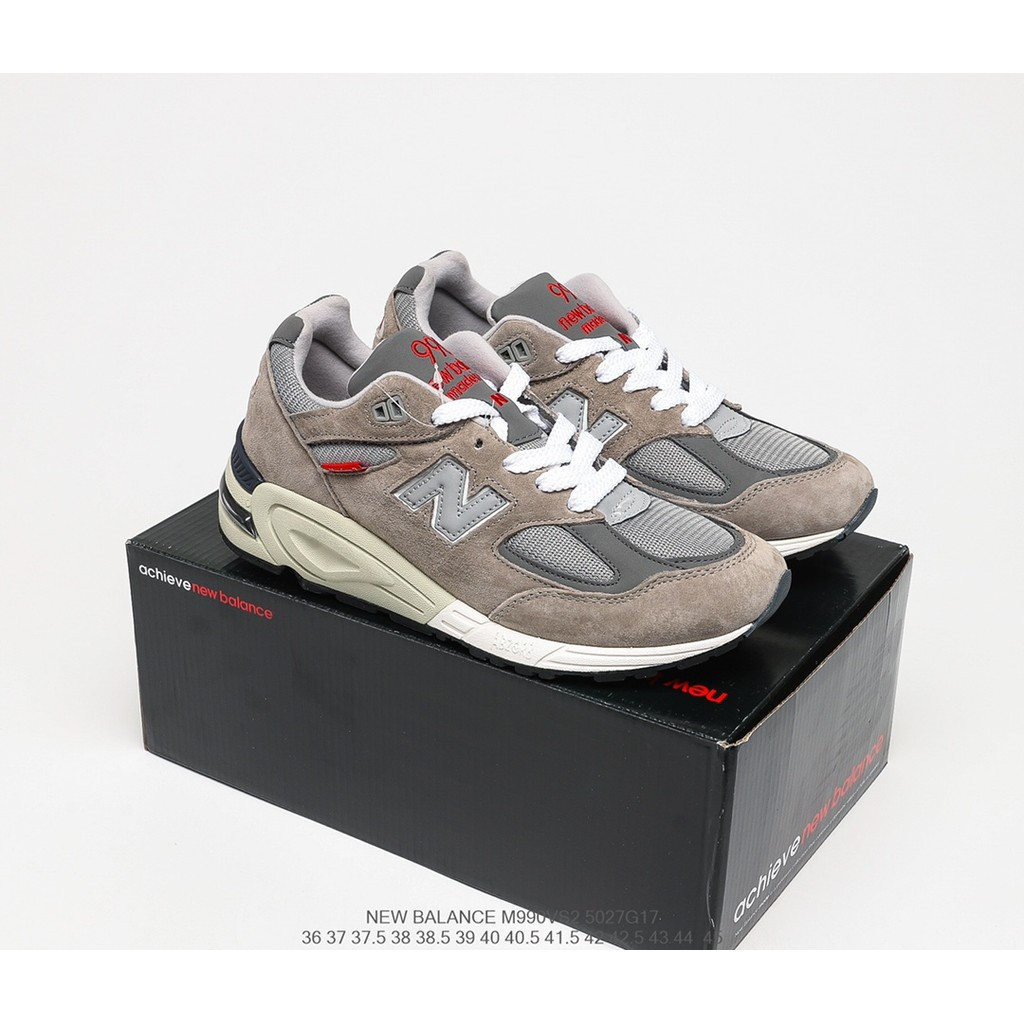 New Balance 990v2 Premium Series Classic Retro Casual Sports Jogging Shoes < Coffee Green Dark Blue 