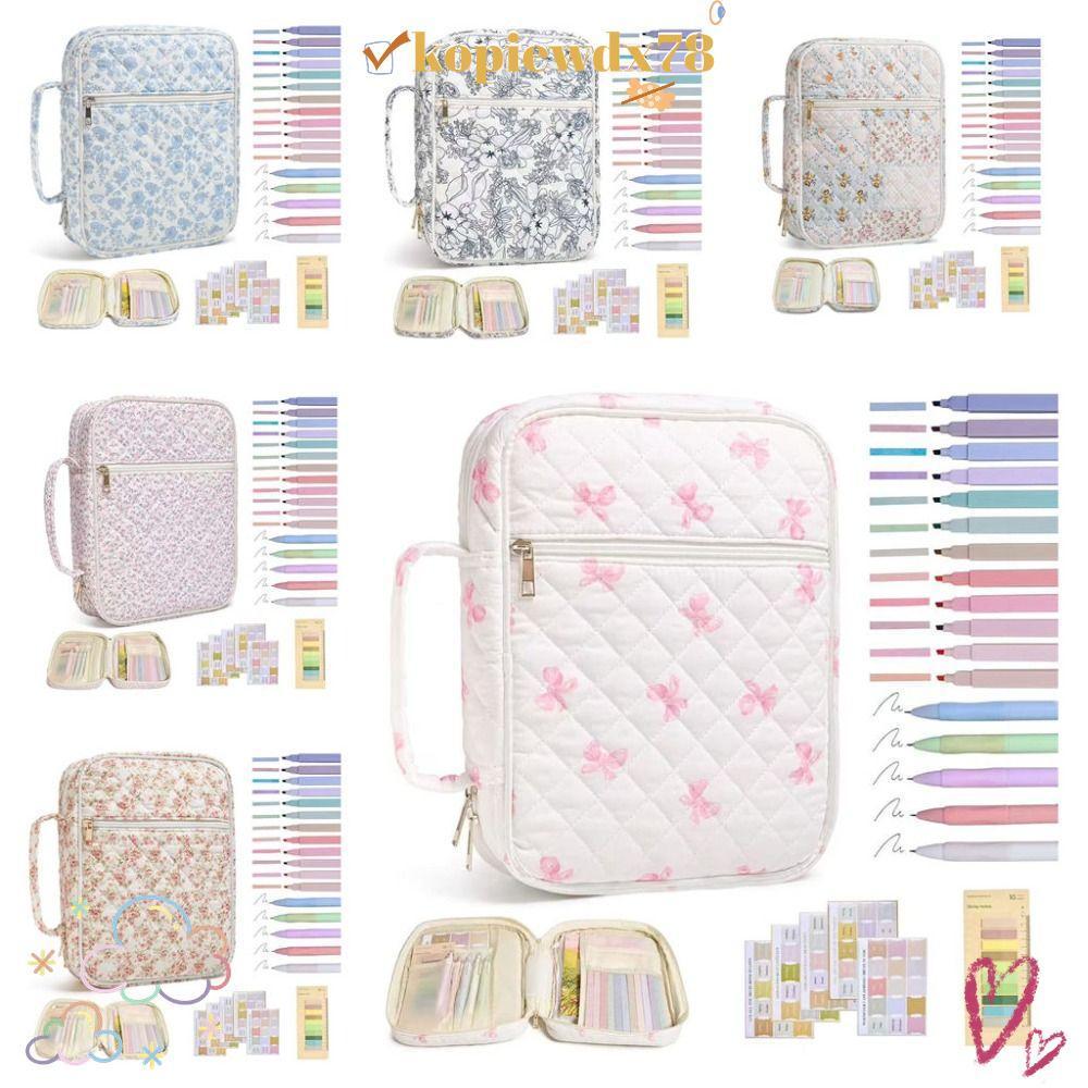 KOPIEWDX Bible Cover Bag, Handle Floral Design Bible Cover ,กระเป๋าซิป Bible Journaling Kit สวดมนต์