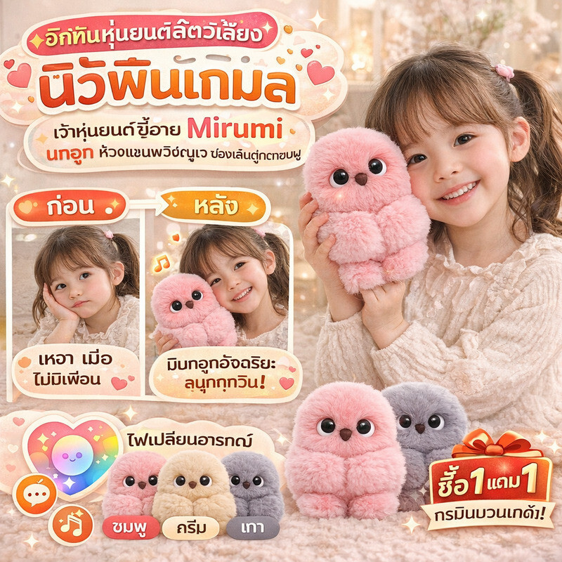 🔥ซื้อ 1 แถม 1🔥ตุ๊กตานกฮูก❤️‍🩹【เพื่อนบำบัดทางอารมณ์】❤️‍🩹【ของเล่นลดความเครียด/หุ่นยนต์ขี้อาย/กระพริบตาอย่างเขินอาย + ส่ายหัวเบาๆ + ร้องเพลง/สร้อยข้อมือ/พวงกุญแจห้อยกระเป๋า/ช่วยบร