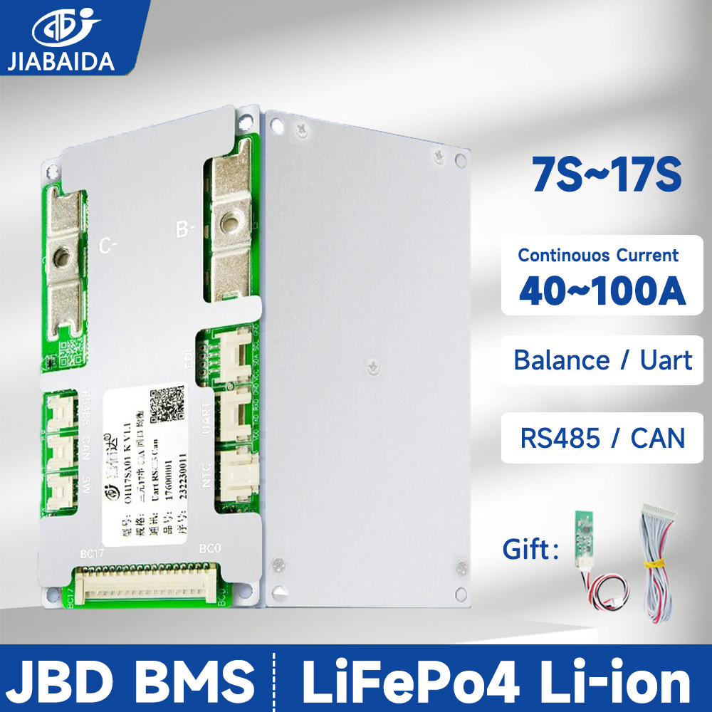 JBD BMS 7S-17S 8S 24V 10S 13S 14S 36V 16S 48V 40A-120A สมาร์ท BMS LiFePO4 Li-ion UART RS485 BT