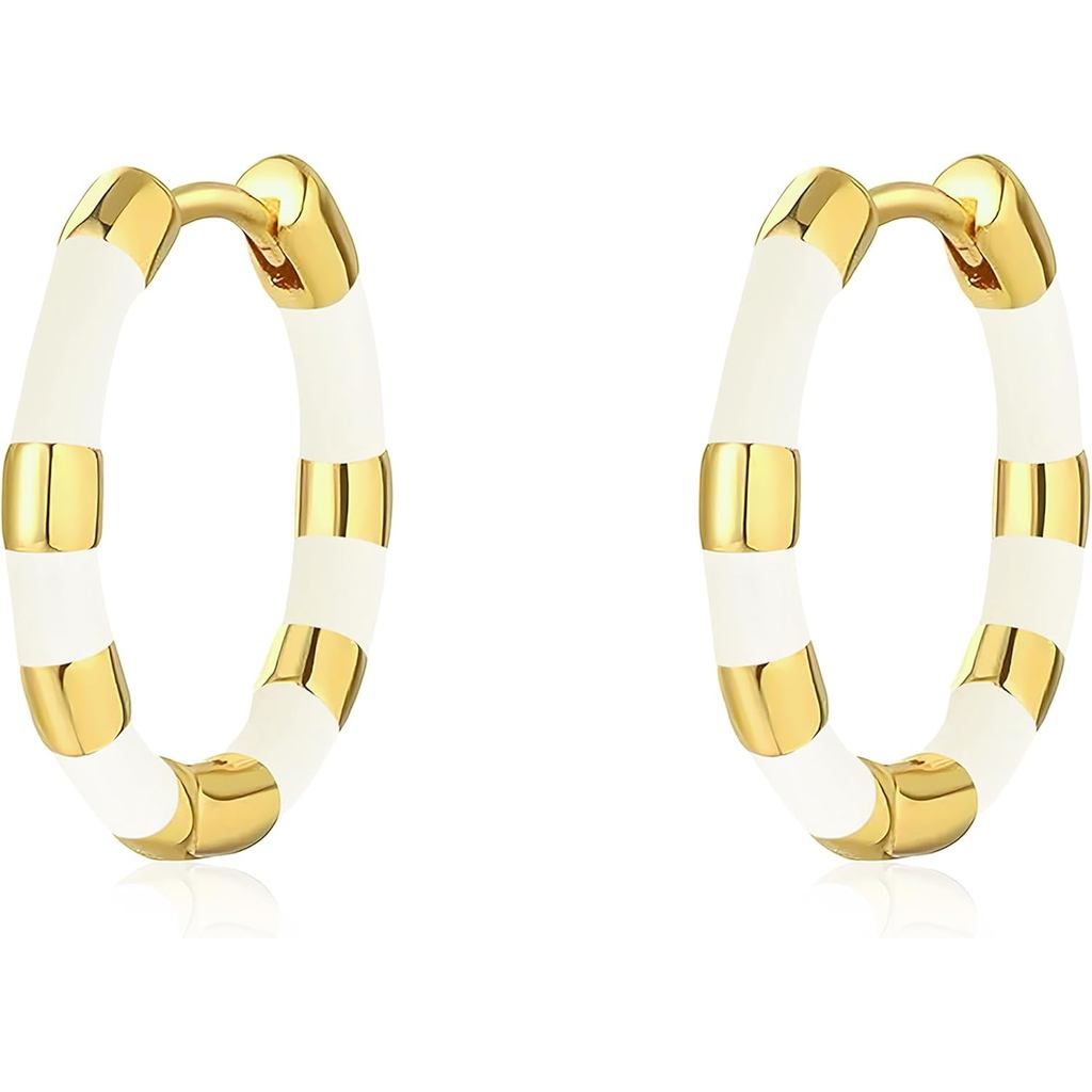Milan Chiva 14K Gold-Plated Small Huggie จี้ต่างหูผู้หญิงแฟชั่นรูปหัวใจเครื่องประดับประณีต