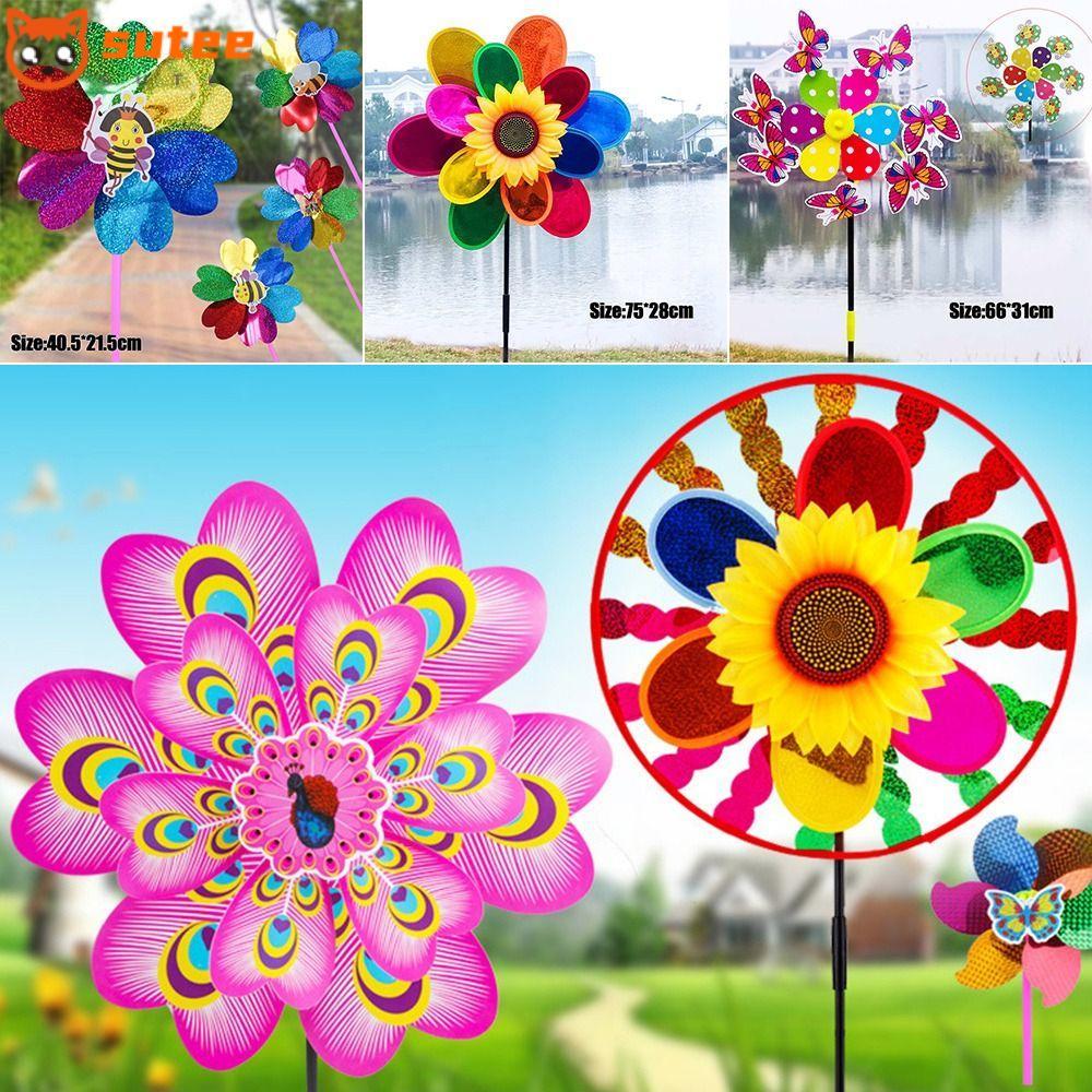 SUTEEE กังหันลมสัตว์ที่มีสีสันคุณภาพสูงสําหรับบ้านสวนของเล่นเด็กพลาสติก Wind Spinners