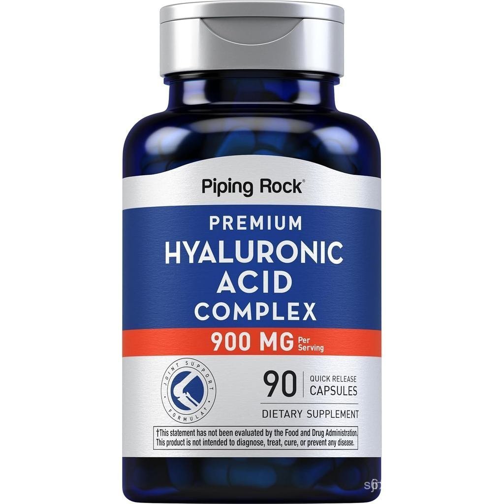 Piping Rock แคปซูลกรดไฮยาลูโรนิก | 900มก | 90 เม็ด | อาหารเสริมผสม MSM และคอลลาเจน | พรีเมี่ยมคอมเพล