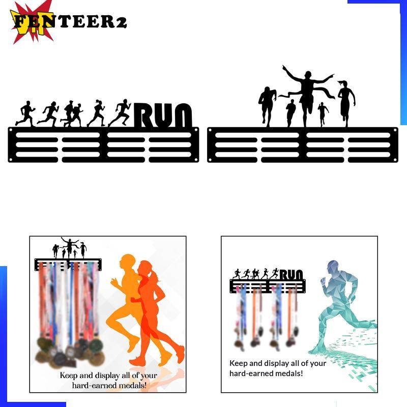 [Fenteer2] เหรียญแขวนผนังผู้ถือสําหรับกีฬา Race Runner ทนทานมัลติฟังก์ชั่ติดตั้งง่ายสีดํา 3 แถว 30x9