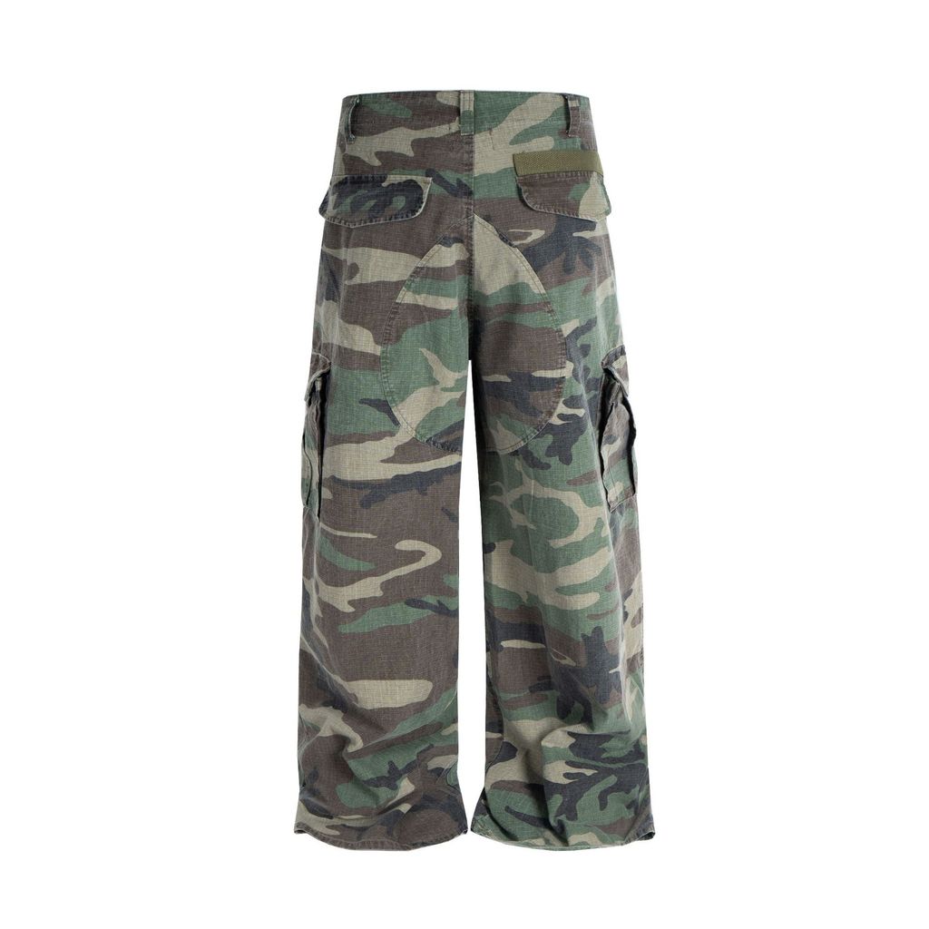 YFCT M65Washed Vintage Oversized Camouflage Pocket Cargo Pants Men's Trendy Loose Wide-Leg Trousers