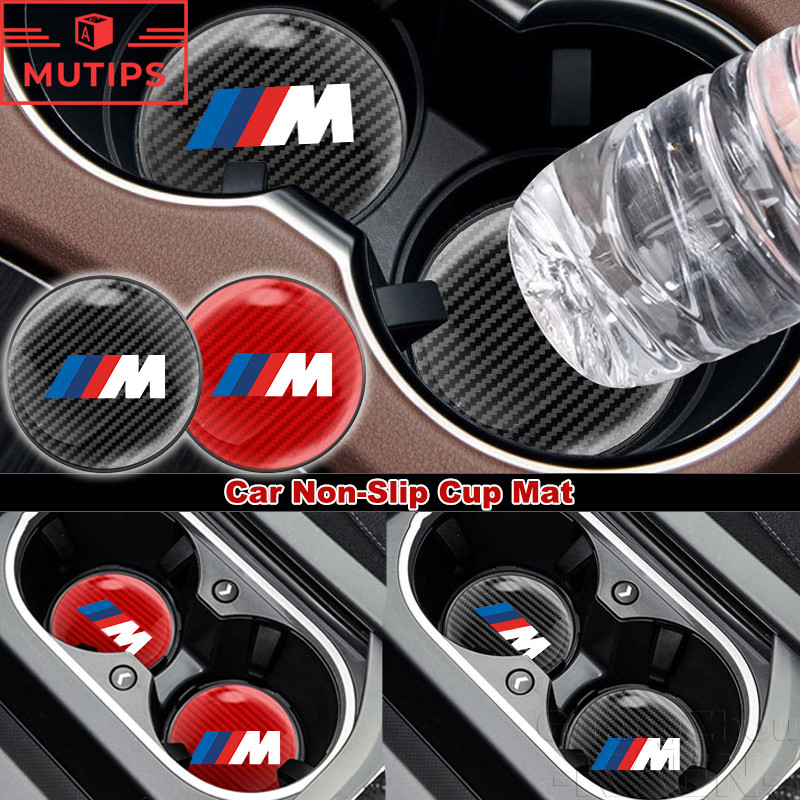 BMW M รถยนต์ ที่รองจาน ที่วางแก้วน้ำ ซิลิโคน ที่วางแก้วในรถยนต์ Anti-Slip PVC Cup Pad สำหรับ F30 F10