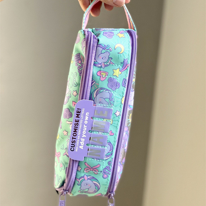 Australia Smiggle Pencil Case Green Unicorn Transparent Name Stationery Box Multifunctional Zipper M