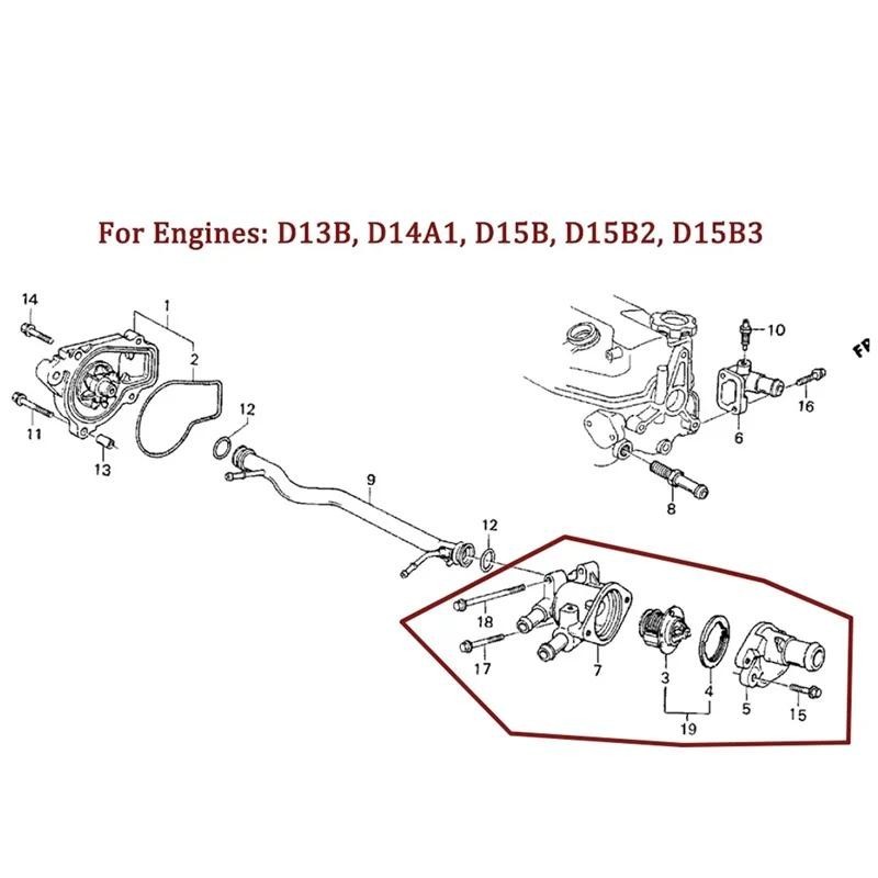 ABLZ-3PC รถเครื่องยนต์ Coolant Thermostat สําหรับ Honda Civic CR-X 19320PM3010 19320-PM3-010 19311-P