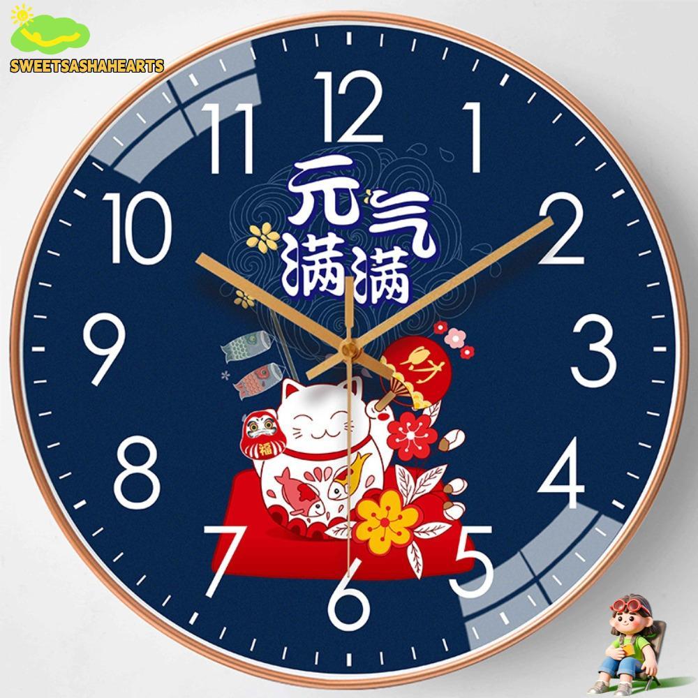 SWEE นาฬิกาแขวนในครัวเรือน, Lucky Simple Silent Wall Clock,คุณภาพสูงสีแดงแฟชั่นน่ารักนาฬิกาห้องนั่งเล่นสําหรับตกแต่งบ้านขนาด 8 นิ้ว