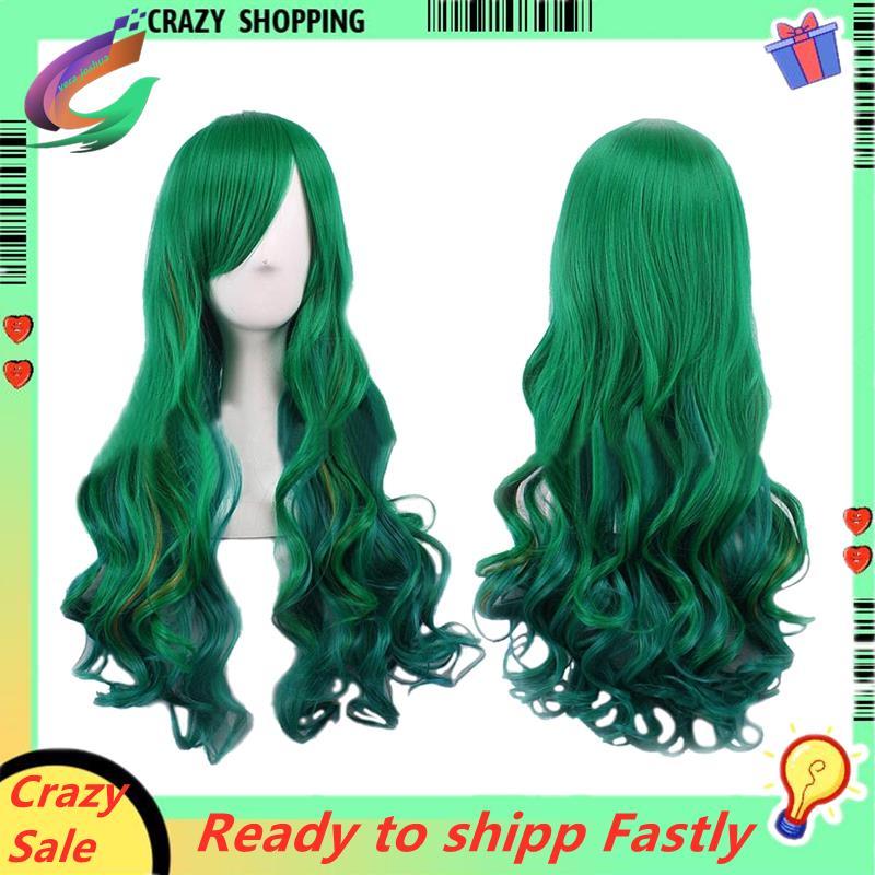วิกผมหยิกสีเขียวเข้มยาว 68 ซม. สำหรับค็ocktail bar และ cosoplay