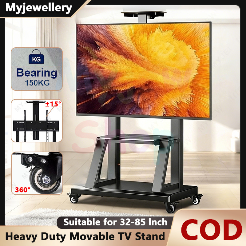 32-85 นิ้ว Universal Mobile TV Stand ปรับความสูงได้ TV Bracket พร้อมล้อ 360