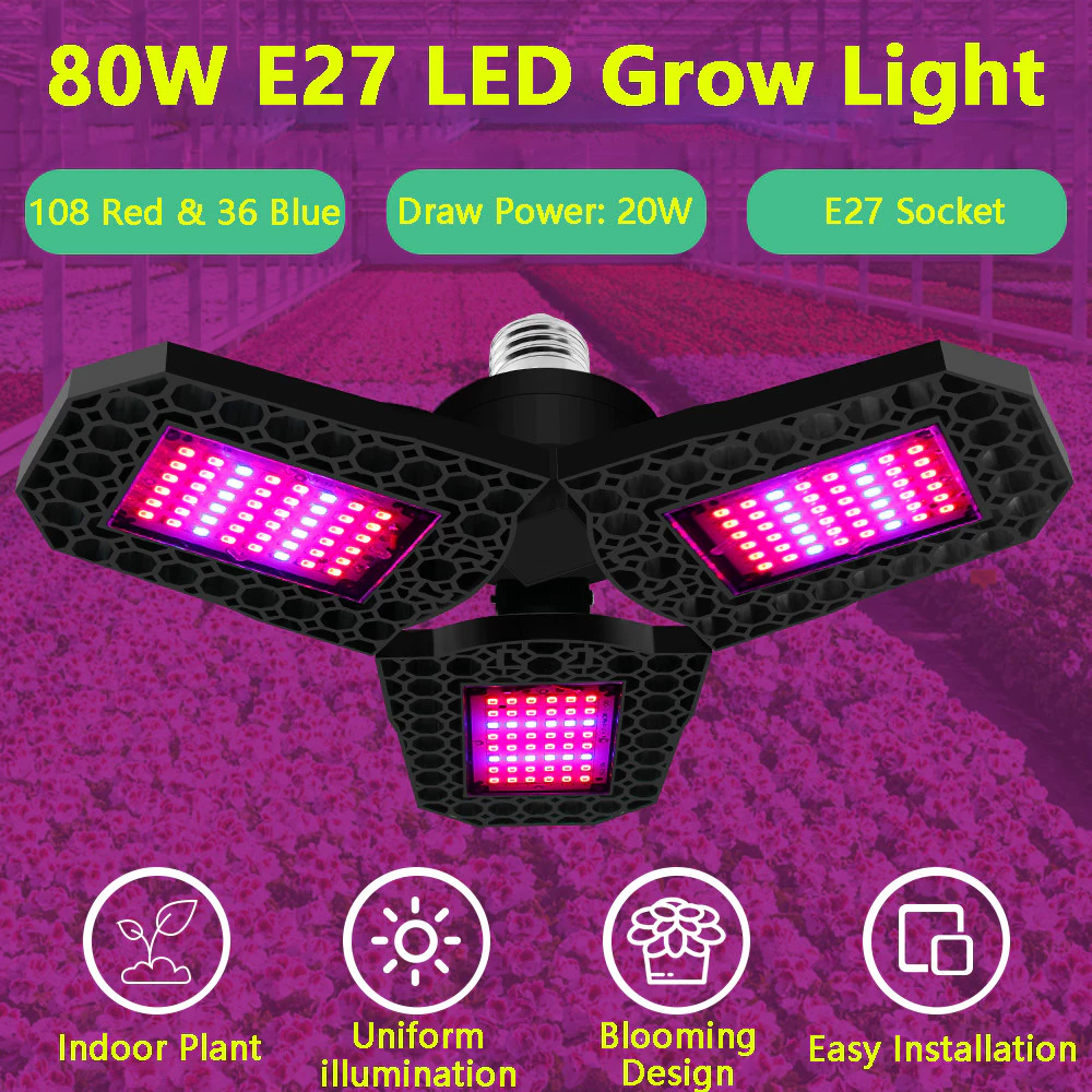 หลอดไฟปลูกต้นไม้ LED Full Spectrum E27 20W