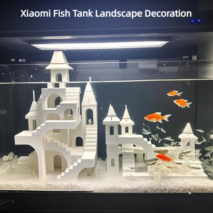 ตู้ปลา Xiaomi Memorial Stele Valley Castle ตู้ปลาภูมิทัศน์ตู้ปลาตกแต่งตกแต่ง