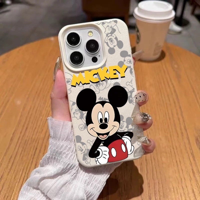 นุ่มและกันกระแทก หนัง เคสไอโฟน สำหรับ iPhone 16 15 PROMAX 14 13 PRO 12 11 Pro Max XR XS 7 8Pมิกกี้ครอบงำ - รูปที่ 4