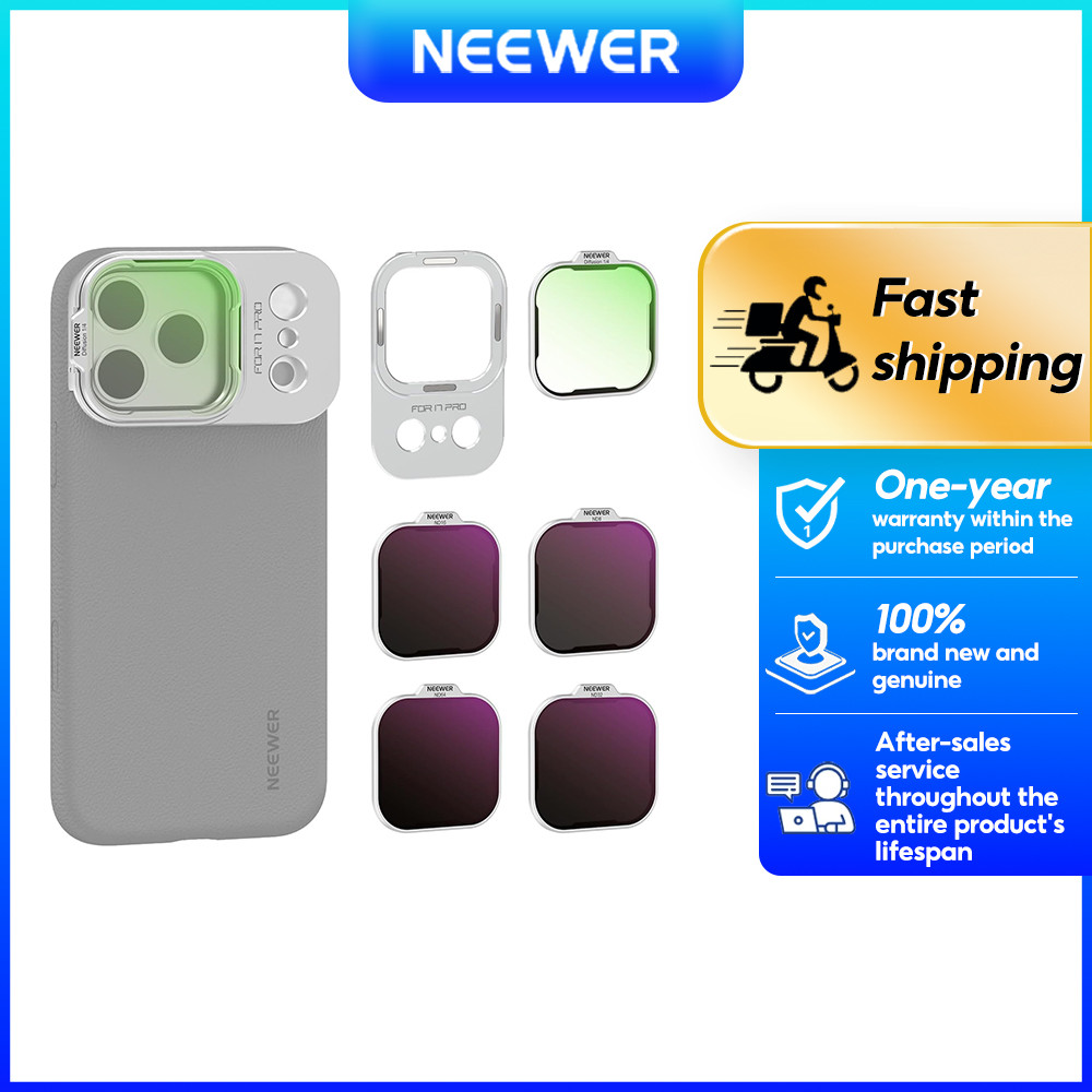 NEEWER ND + ชุดกรองกระจายสีดําสําหรับ PA133/PA134 17 Pro/17 Pro Max เคสโทรศัพท์, สีเงิน