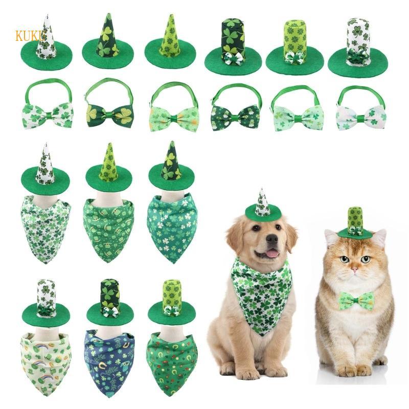 KU* Dog Hat Patrick s Day Kerchief Neck Collar for Males Females Dog