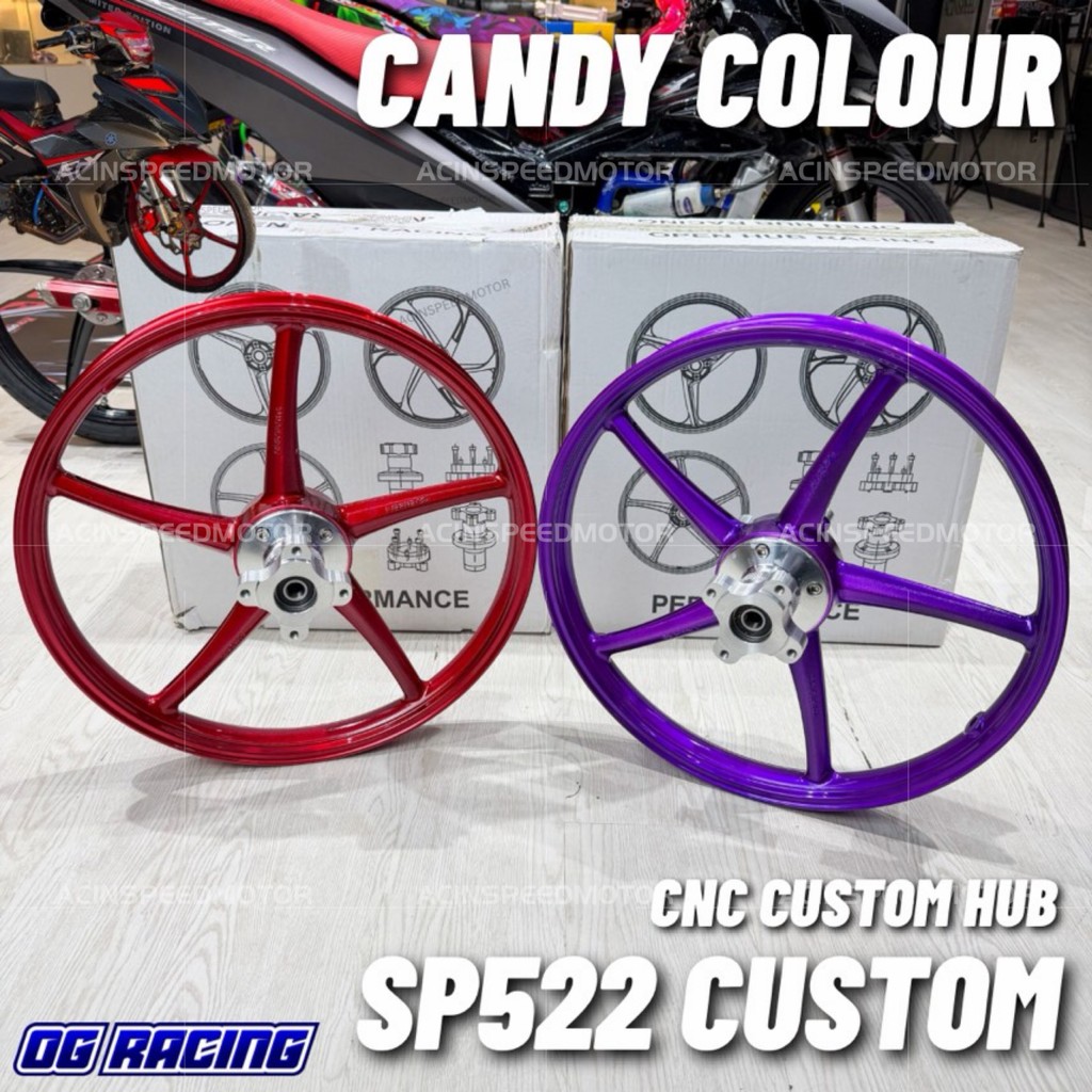 CANDY COLOUR SP522 Custom Hub Y15ZR/Y16 / SP522 Custom Candy สีแดงสีม่วงสีฟ้า SP522 ขอบที่กําหนดเองเ